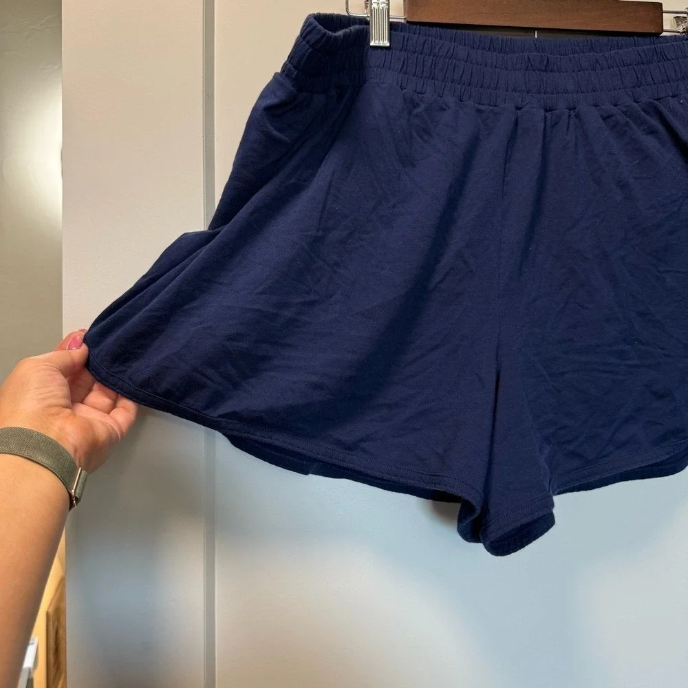 Land's End Women's Navy Blue Cotton Modal Lined Boyshorts Pull On Casual‎ Shorts